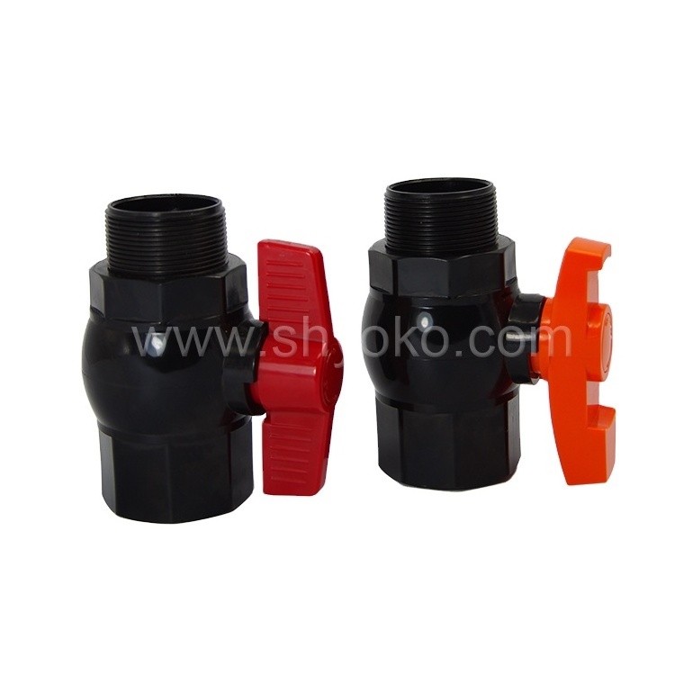 Plastic valve water flow control male/female thread pvc ball valve