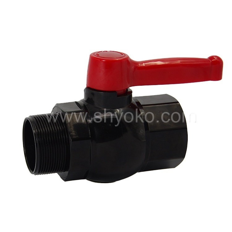 Plastic valve water flow control male/female thread pvc ball valve