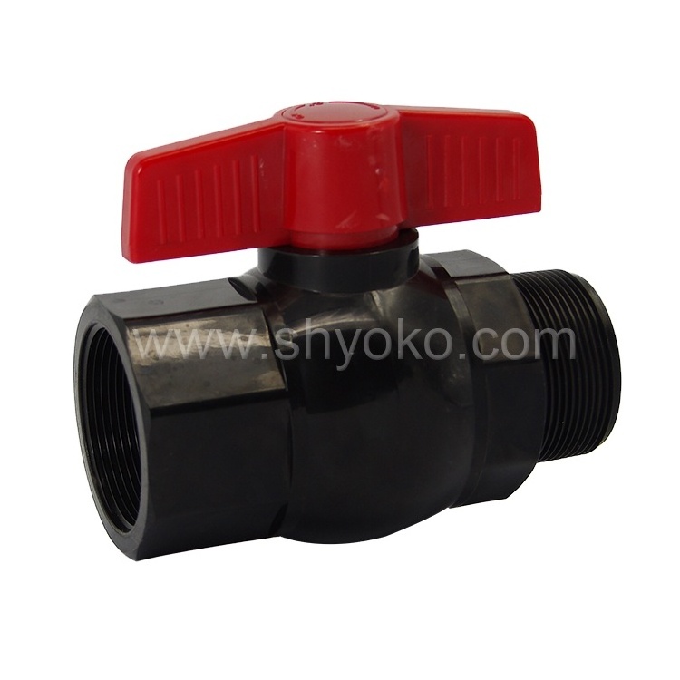 Plastic valve water flow control male/female thread pvc ball valve