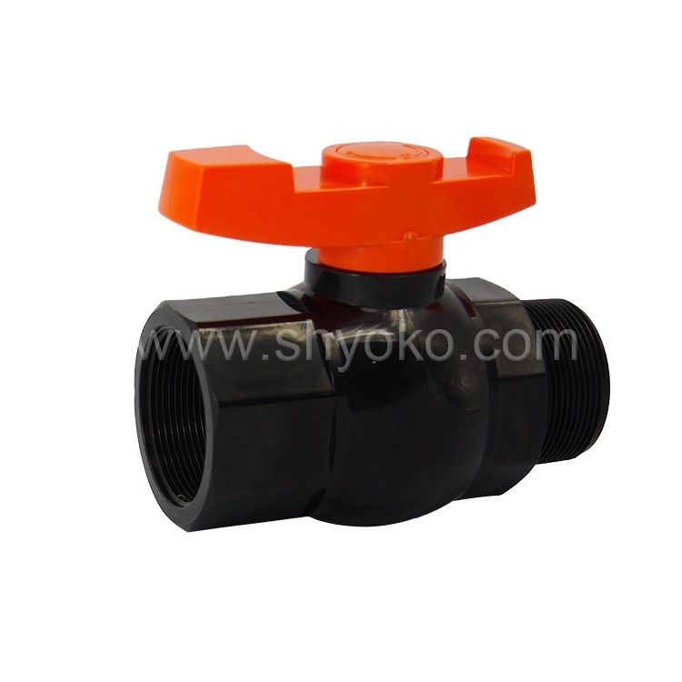 Plastic valve water flow control male/female thread pvc ball valve