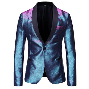 Men's Blazers Slim Fit Fashion Suit Bright Silk Jackets for Men Weddings Party Dinner Prom Tuxedo