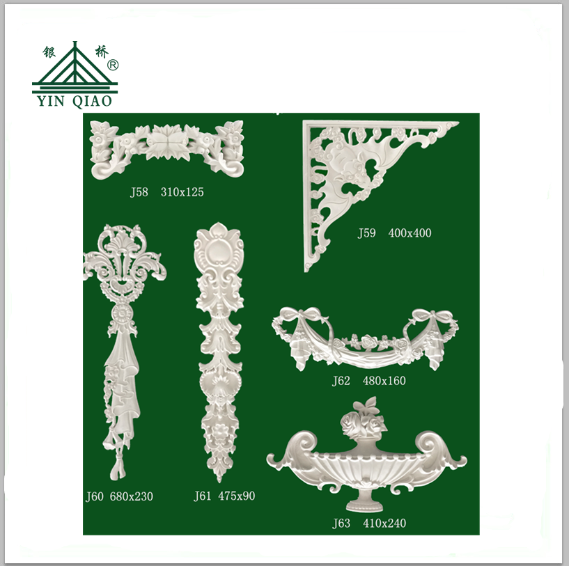 Fiberglass Reinforced Gypsum Plaster GRG Ornament Architrave Moulding