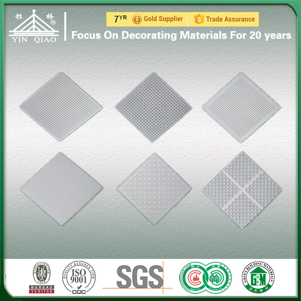 Acoustic Insulated Perforated Gypsum Board Suspended False Ceiling Tile