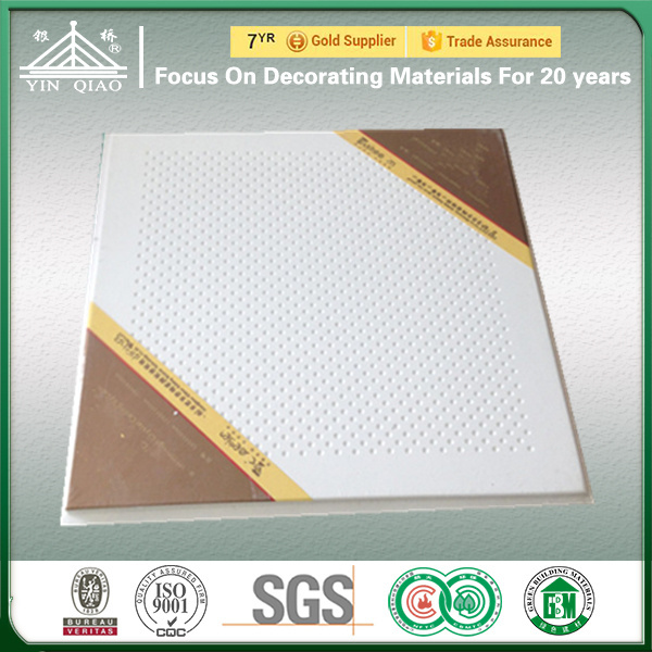 Acoustic Insulated Perforated Gypsum Board Suspended False Ceiling Tile