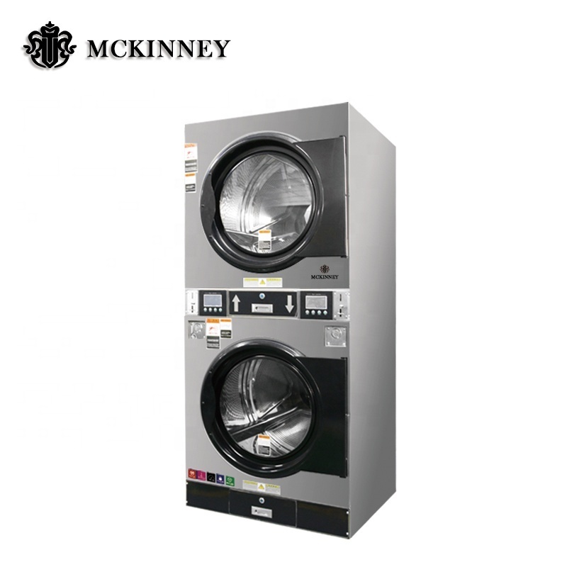 Professional Commercial Laundry equipment Double Stack Washing Machine Clothes Dryer Machine All In One