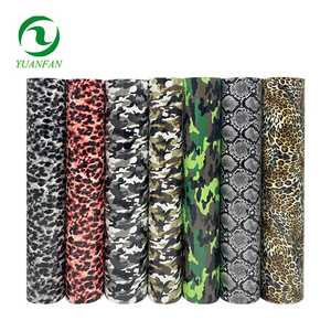 Camouflage PU heat transfer vinyl film iron on Leopard print Snake skin wholesale