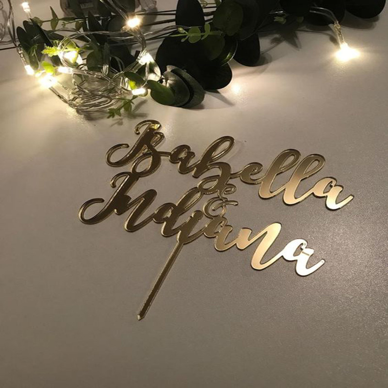 Mirror Acrylic Cake Topper Display Laser Cut customize Acrylic Cake Toppers for Party Wedding Birthday Decorations