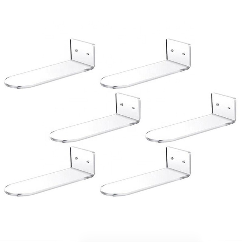 Hot Sale Acrylic Floating Shoe Display Clear Acrylic Wall Mount Floating Shelves Sneaker Shelf for Wall-Set of 6