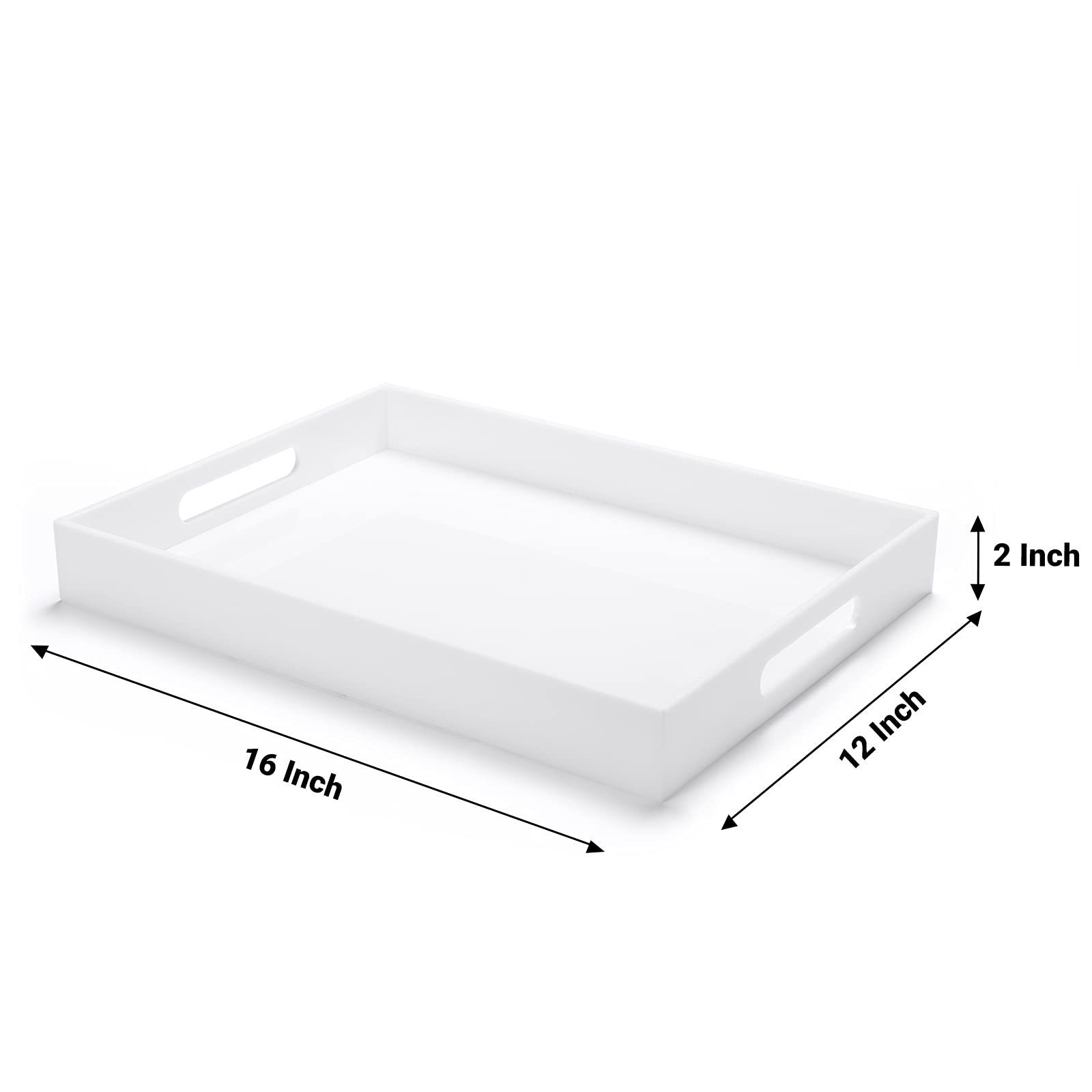 Factory Custom Modern Acrylic Decorative Serving Tray with Handles Spill Proof Organizer Tray for Living Room Kitchen