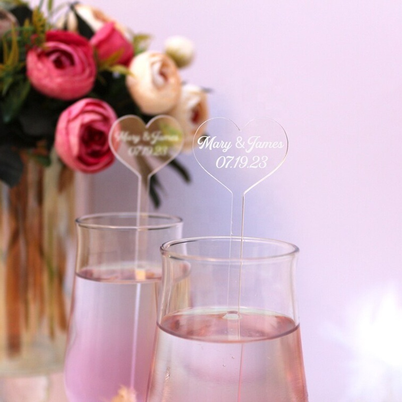 Custom Acrylic Drink Stirrer Acrylic Stir Sticks Square Shaped Clear Drink Stirrers Cocktail Wedding Bar Party Accessories