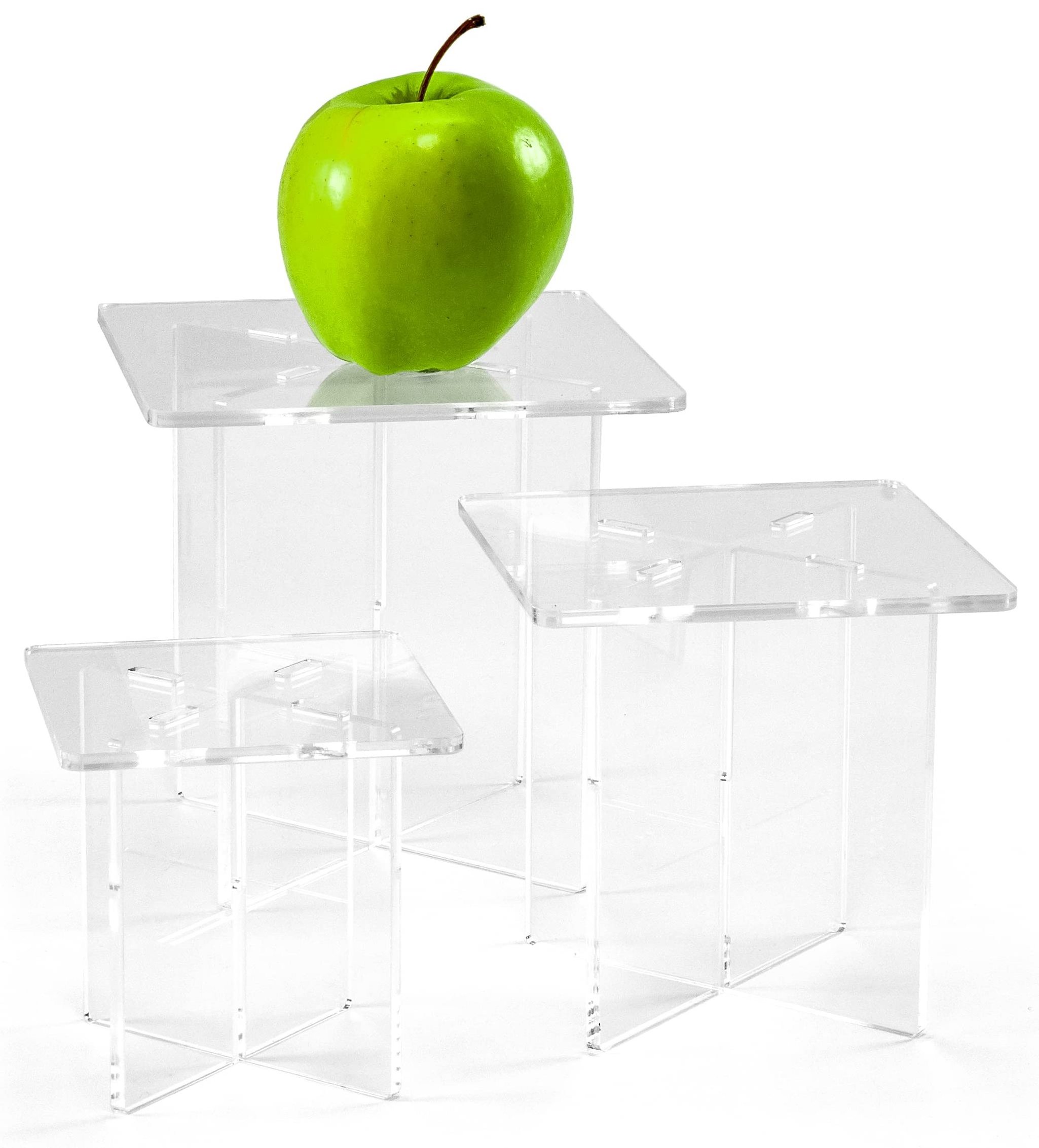 Clear Round High Acrylic Tabletop Risers For Toy Collectibles Tall Display Stand Rack White