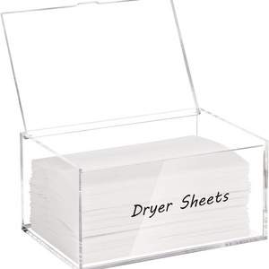 Customized Modern Acrylic Rectangle Dryer Sheet Dispenser for Laundry Room Organization clear Acrylic Dryer Sheet Holder