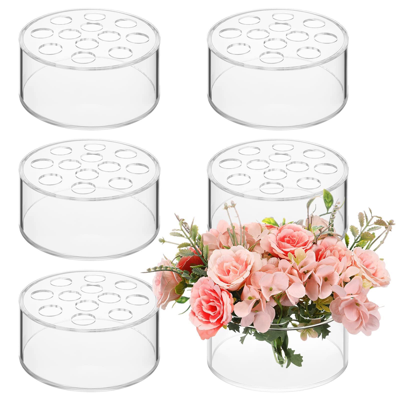 Personalised Clear Round Desk Rectangle Acrylic Vases For Wedding Flower Table Decoration