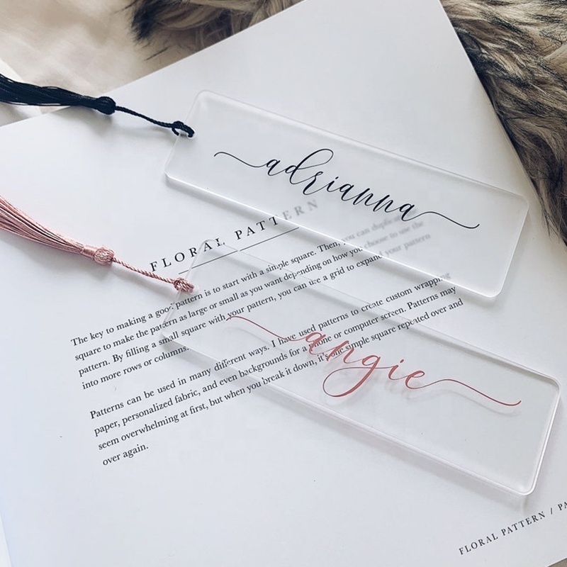 Custom Acrylic Bookmarks Name Floral Bookmarks Grad Gift Book Lover Acrylic Bookmark With Tassel