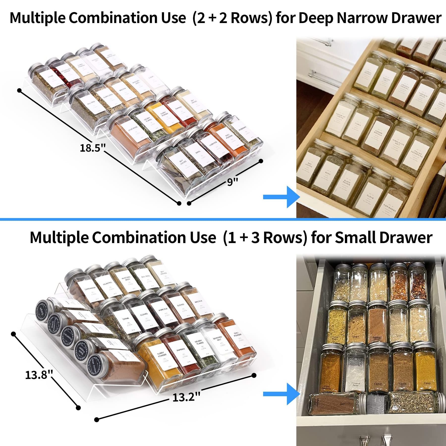 Acrylic Kitchen Pantry Storage Organizer Cabinet Desktop Seasoning Bottle Storage Acrylic Spice Rack For Drawer