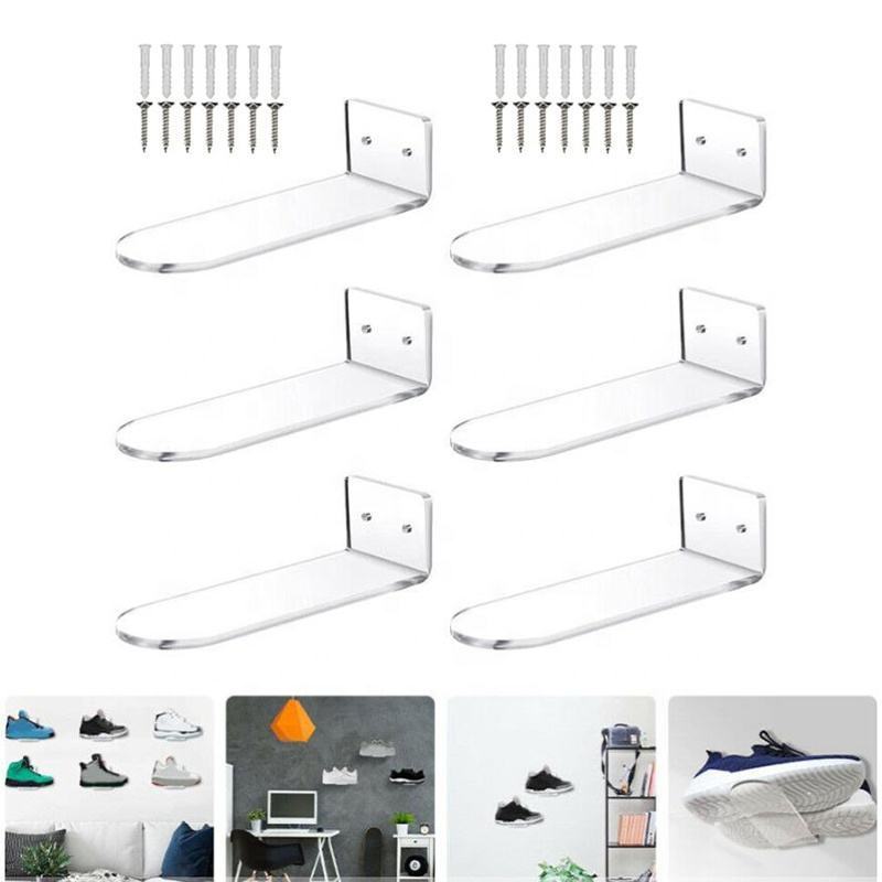 High Quality Clear Acrylic Wall Mount Floating Shelves Acrylic Floating Shoe Display for Wall-Set