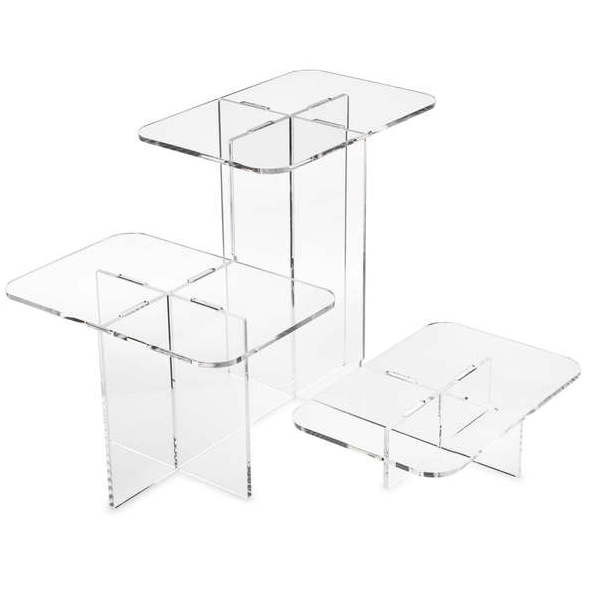 Clear Round High Acrylic Tabletop Risers For Toy Collectibles Tall Display Stand Rack White