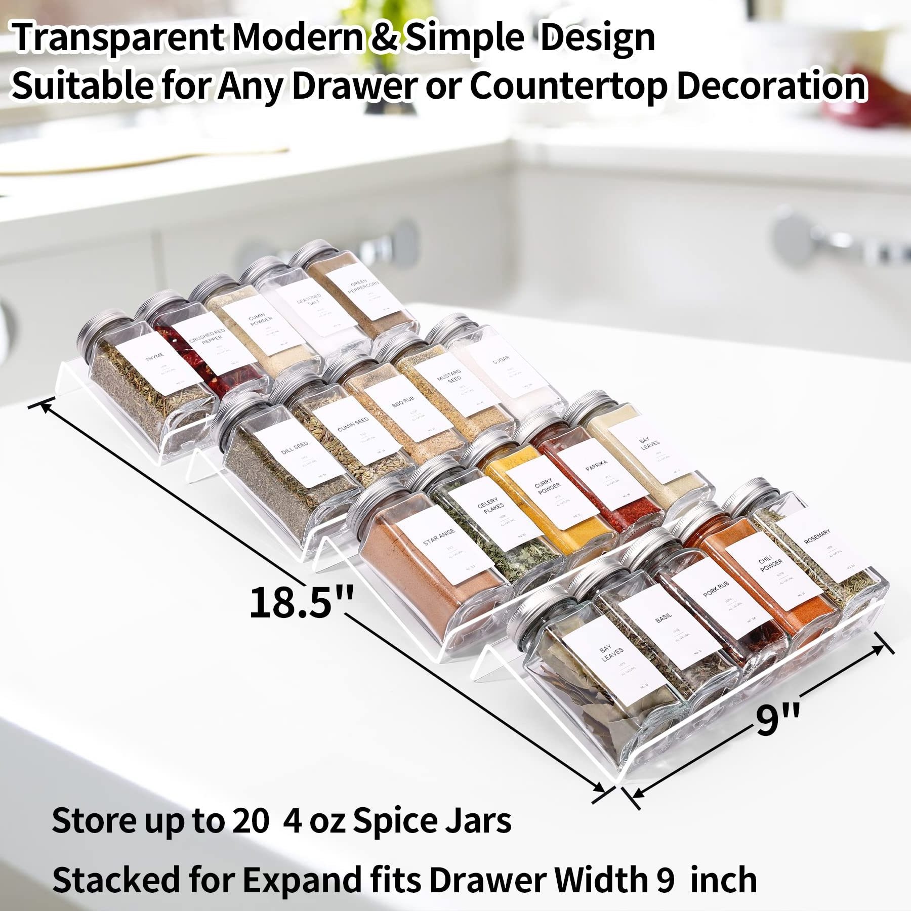 Acrylic Kitchen Pantry Storage Organizer Cabinet Desktop Seasoning Bottle Storage Acrylic Spice Rack For Drawer