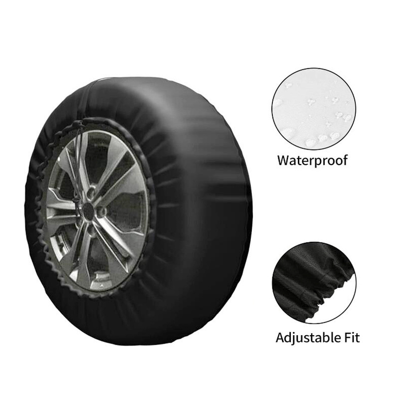 Custom Logo PVC Waterproof Auto Spare Tire Cover Protector 4x4 Car Wheel Spare Tyre PU Cover for 15 16 17 18 inch Tires