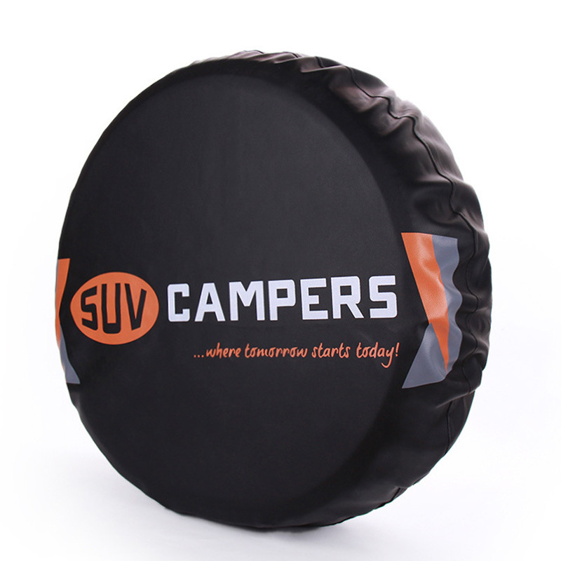 Custom Logo PVC Waterproof Auto Spare Tire Cover Protector 4x4 Car Wheel Spare Tyre PU Cover for 15 16 17 18 inch Tires