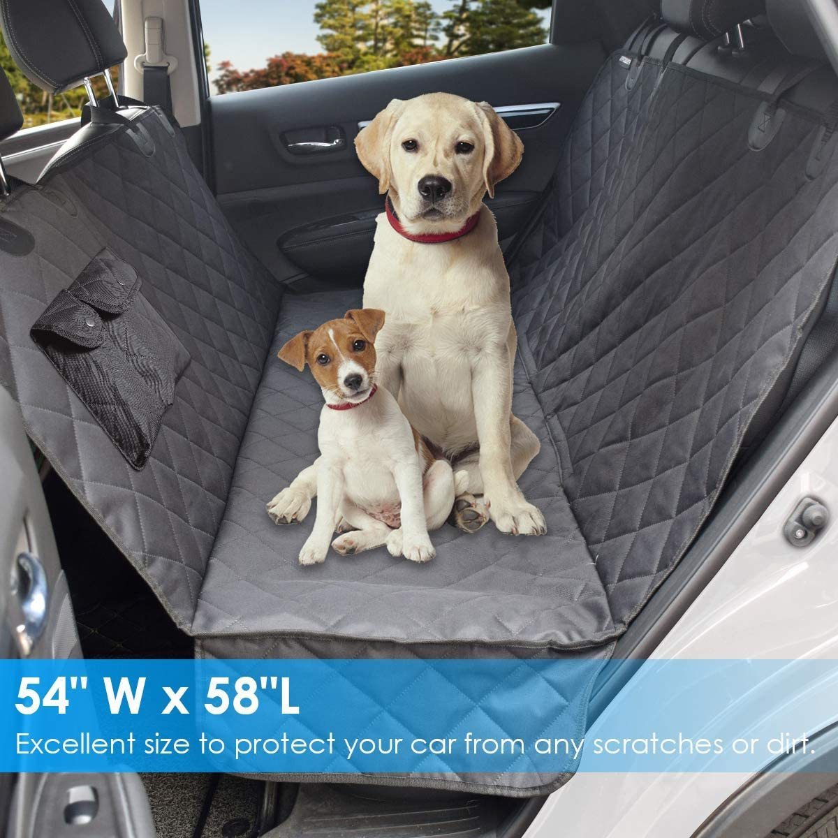 Multi-Purpose Black Hammock Waterproof Pet Travel Car Seat Protector Scratch-Proof Pet Car Cover Dogs Rear Seats