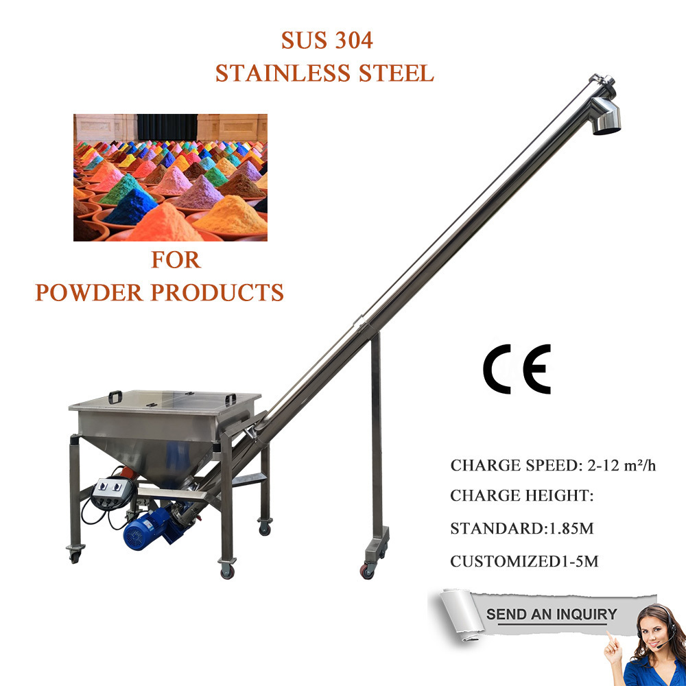 Factory Price SS 304 Dry Powder Grain Auger Feeder Screw Conveyor With Silo