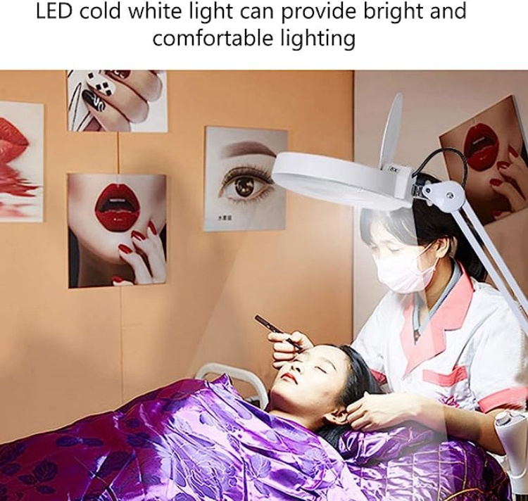 Beauty Salon Aesthetics Magnifier Glass Led Light with 5X 8X 10X Floor Magnifying Lamp for Eyelash Extension