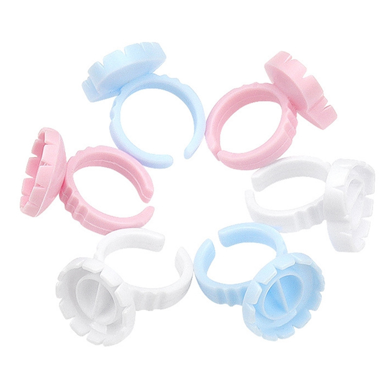 Wholesale V-shape Split Plastic White Blue Pink Eyelash Extensing Glue Rings Cup Eyelashes Extensions