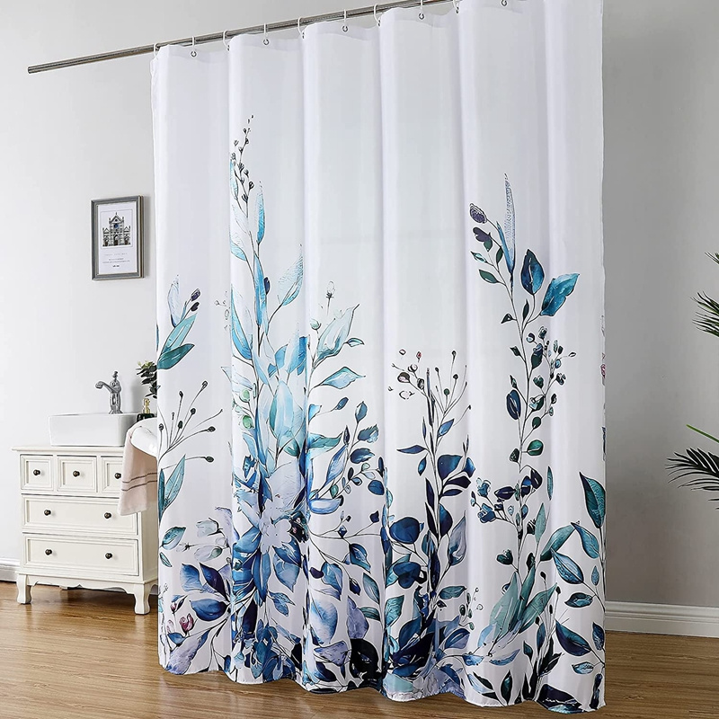 Inyahome Wholesale Cheaper Boho Eucalyptus Plants Unique  Floral 3D Printing  Shower Curtains Bathroom Decor Curtains  Farmhouse