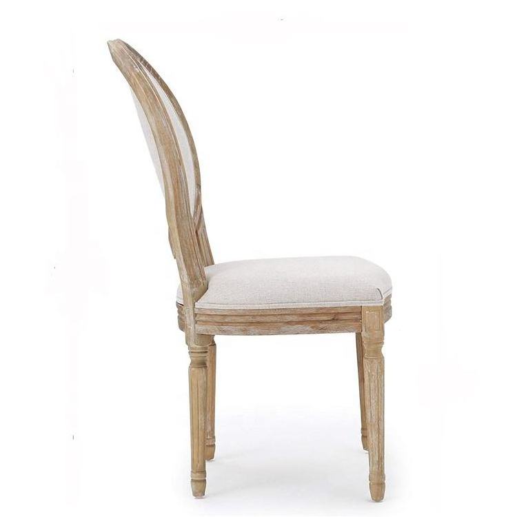 Wholesale Antique Design Round Back Restaurant Ghost High Back Vintage Solid Wood Carved Furniture Louis Baroque Dining Chair