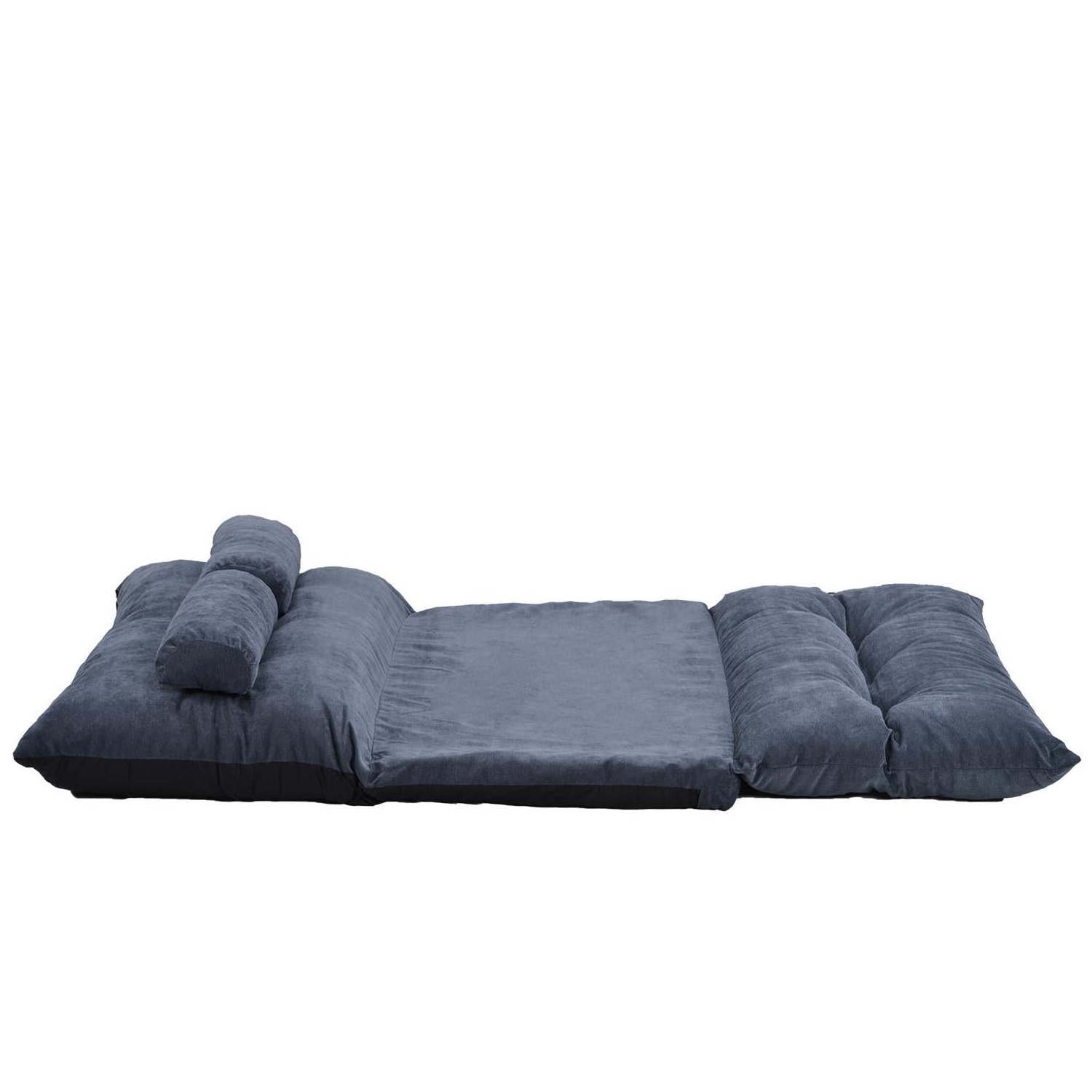 Adjustable Folding Modern Futon Chaise Gaming Lounge Convertible Upholstered Sleeper Chair with Two Pillows Fold Down Sofa Bed