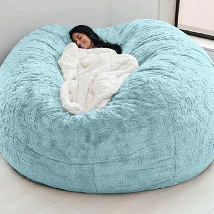 Giant 7FT Memory Foam Furniture Fabric Sofa Chair Cover Bean Bag -Big Sofa Bed with Soft Fur Cover Sack Bean Bag Chair Cover