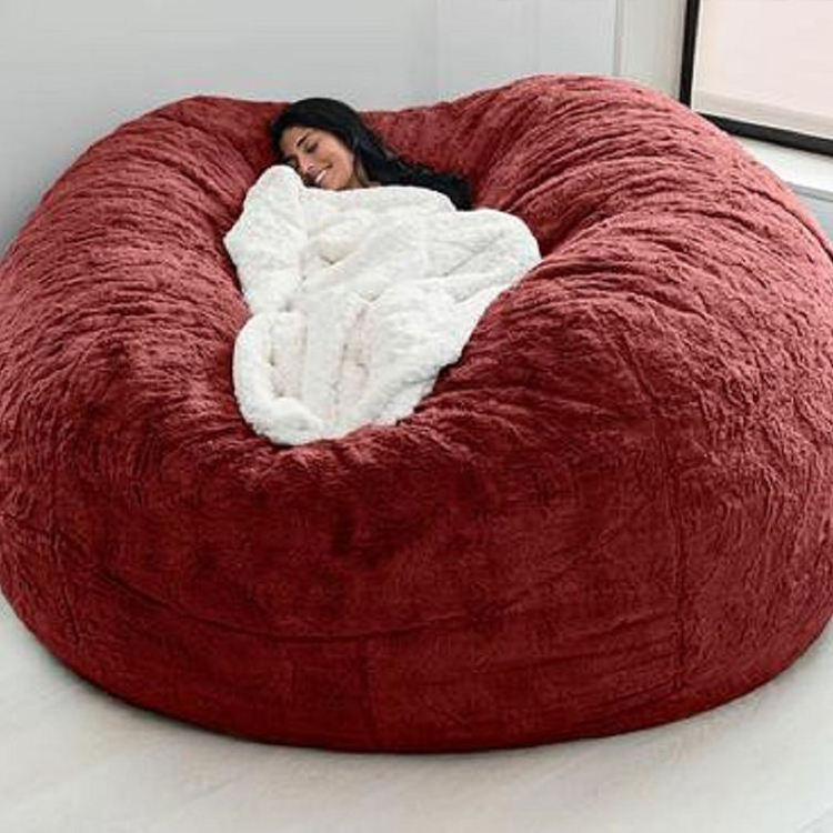 Giant 7FT Memory Foam Furniture Fabric Sofa Chair Cover Bean Bag -Big Sofa Bed with Soft Fur Cover Sack Bean Bag Chair Cover