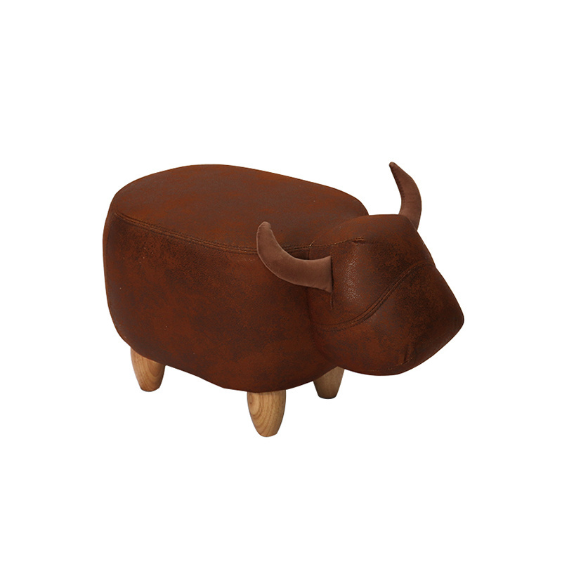 Animal footstool small leather children's wool footstool changing shoe stool children's gift