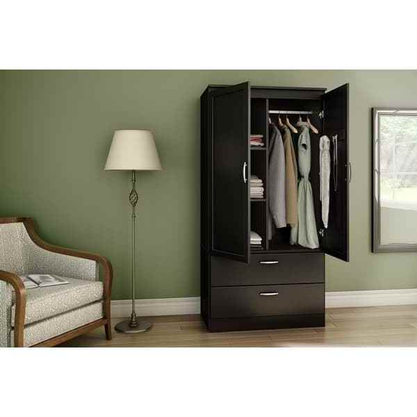 Custom Modern Luxury Furniture Black Double Wardrobe with Drawers for Storage Closet and Bedroom Armoire Furniture