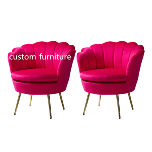 Pink Nordic Upholstered  Shell For Chairs Relaxing Sitting Single Sofa Velvet Living Room Chair