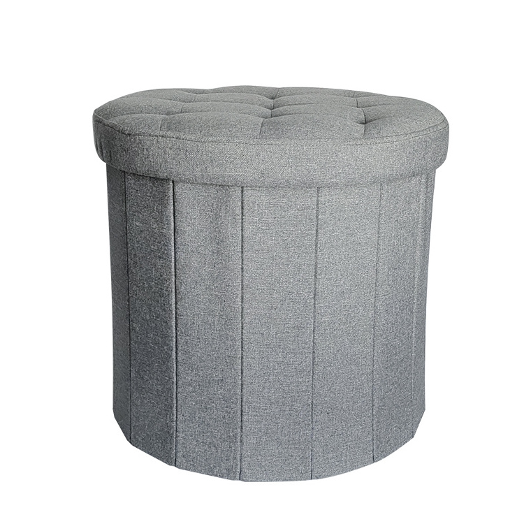 Latest Hot Selling Round Multifunction Linen Collapsible Round Storage Stool home storage box Stool