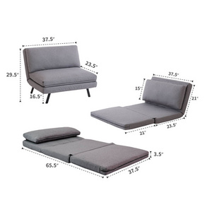 Manual Recliner and Sofa Bed 3 in 1 Function Convertible Armless Sofa and Bed with Memory Foam Futon