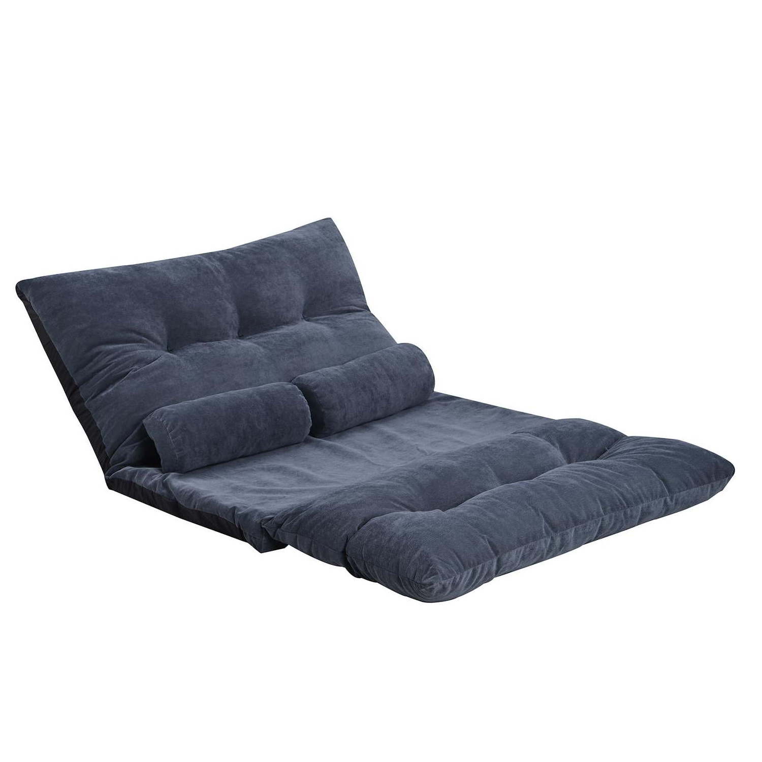 Adjustable Folding Modern Futon Chaise Gaming Lounge Convertible Upholstered Sleeper Chair with Two Pillows Fold Down Sofa Bed