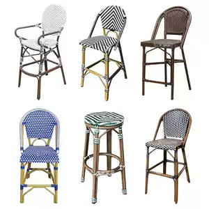 Vine chair marble dining table restaurant coffee shop outdoor garden rattan french bistro table and chair