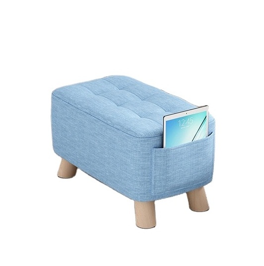 Footstool Foot Stool Ottomans Fabric Small Home Sofa Stool Lazy Bench Solid Wood Changing Shoe Stool