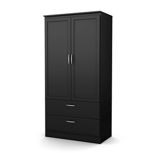 Custom Modern Luxury Furniture Black Double Wardrobe with Drawers for Storage Closet and Bedroom Armoire Furniture