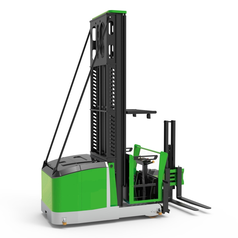 Curtis controlled 1.6 tons electric man up VNA forklift 3 way turret truck with lift height 15 meters