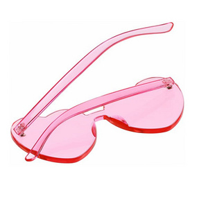 Wholesale Pink/mix Heart Shape Sunglasses Candy Color Glasses Transparent PC Women Plastic Opp Bag Customized Fashion Sunglasses