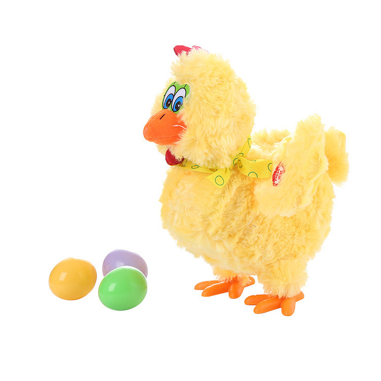 Cute Electric Hen Chicken Plush Toys Lay Eggs Stuffed Funny Dolls for Kids