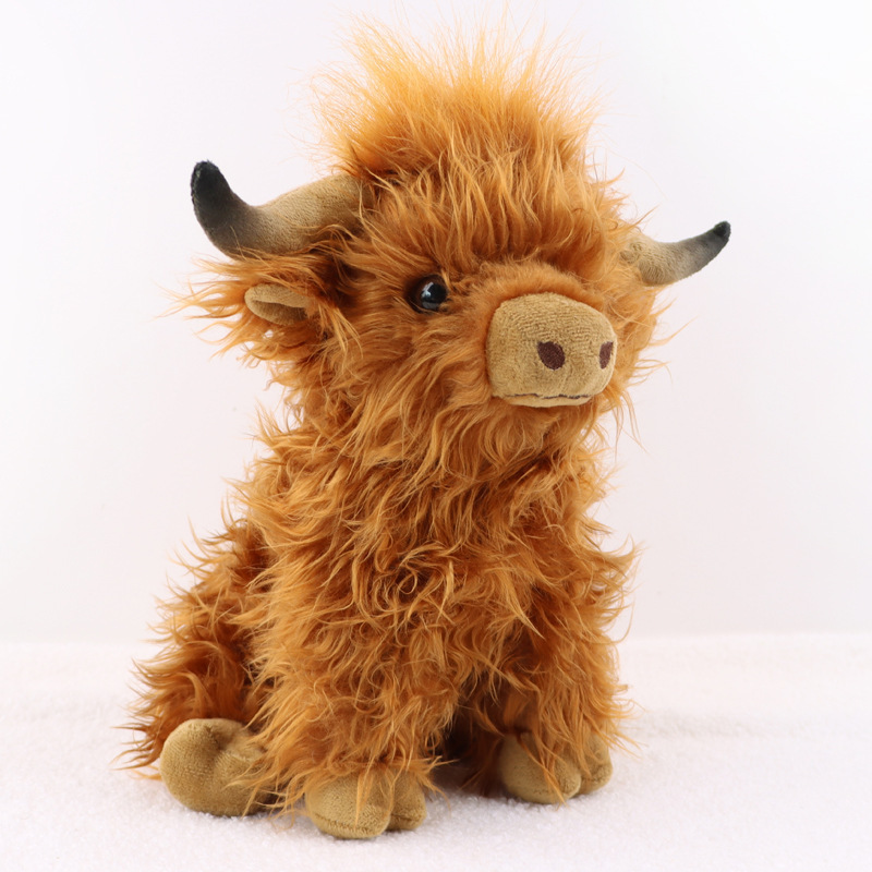 Highlands Cows Brown Animal Scotch Highland Cattle Long Hair Plush Toy Stuffed Scotch Yak Stuffed Dolls For Kids