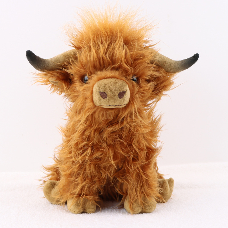 Highlands Cows Brown Animal Scotch Highland Cattle Long Hair Plush Toy Stuffed Scotch Yak Stuffed Dolls For Kids