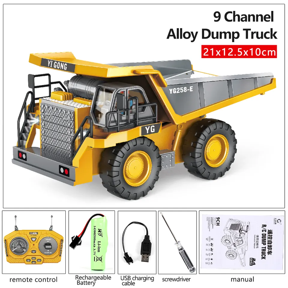 1:20 Alloy Mini 9CH Plastic Construction Vehicle Toys Remote Control Dump Truck With Music And Sounds Function RC Car