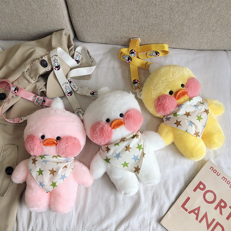 Top Quality Cafe Duck Bags Lalafanfan Duck Kwaii Pink Yellow Plush Toy Stuffed Bag Lalafanfan Duck