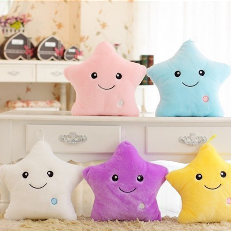 Drop Shipping Star Pillow Plush Toys Cute Luminous Pillow Toy Led Light Glow in Dark Plush Star Pillow Doll